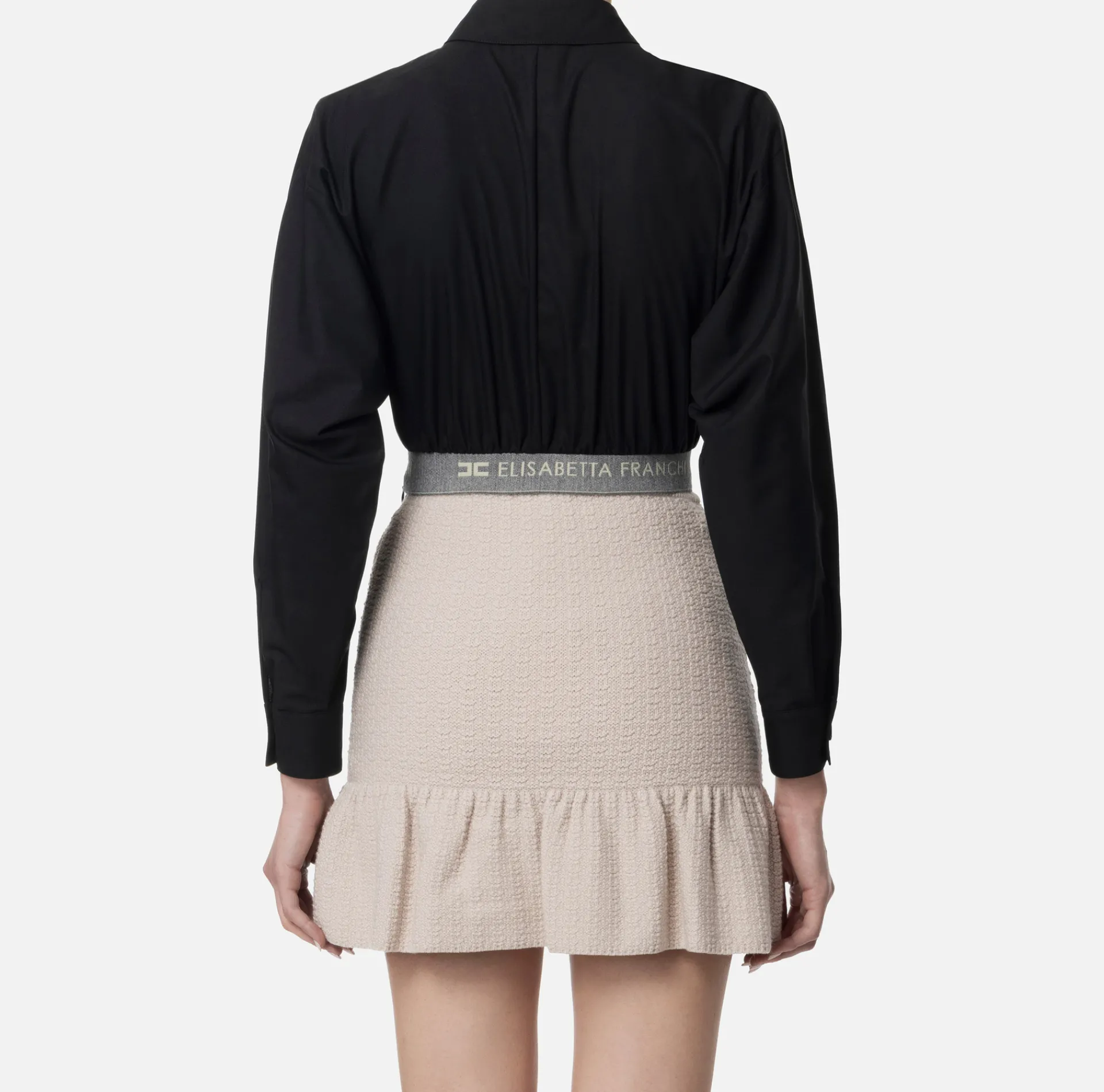Elisabetta Franchi Shirts And Blouses|Cropped poplin shirt with waistband Black