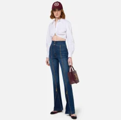 Elisabetta Franchi Shirts And Blouses|Cropped poplin shirt with draping and ring White