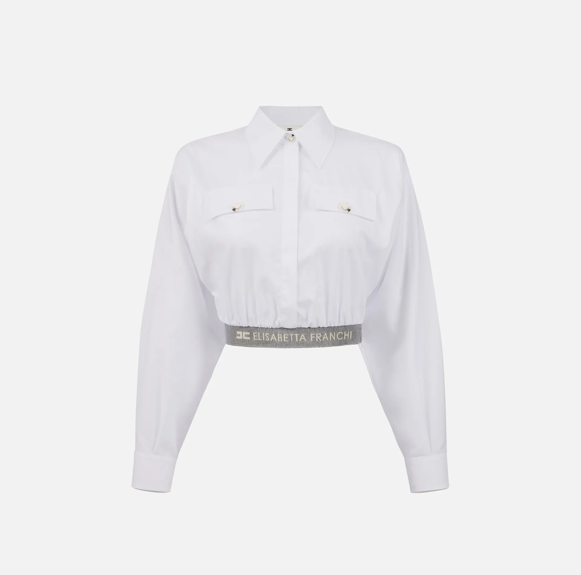 Elisabetta Franchi Shirts And Blouses|Cropped poplin shirt with waistband White