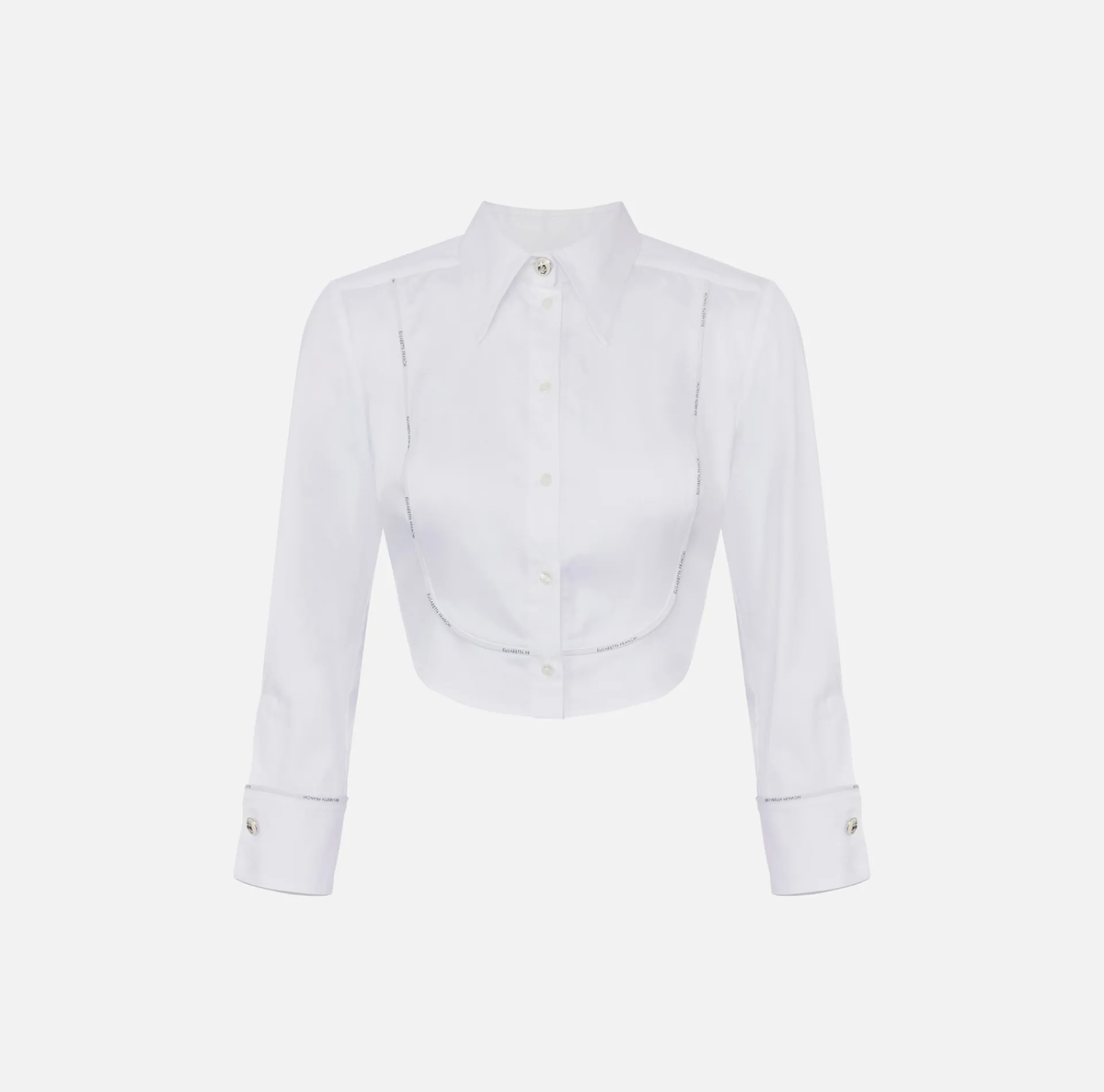 Elisabetta Franchi Shirts And Blouses|Cropped poplin shirt with bib and logoed elastic band White