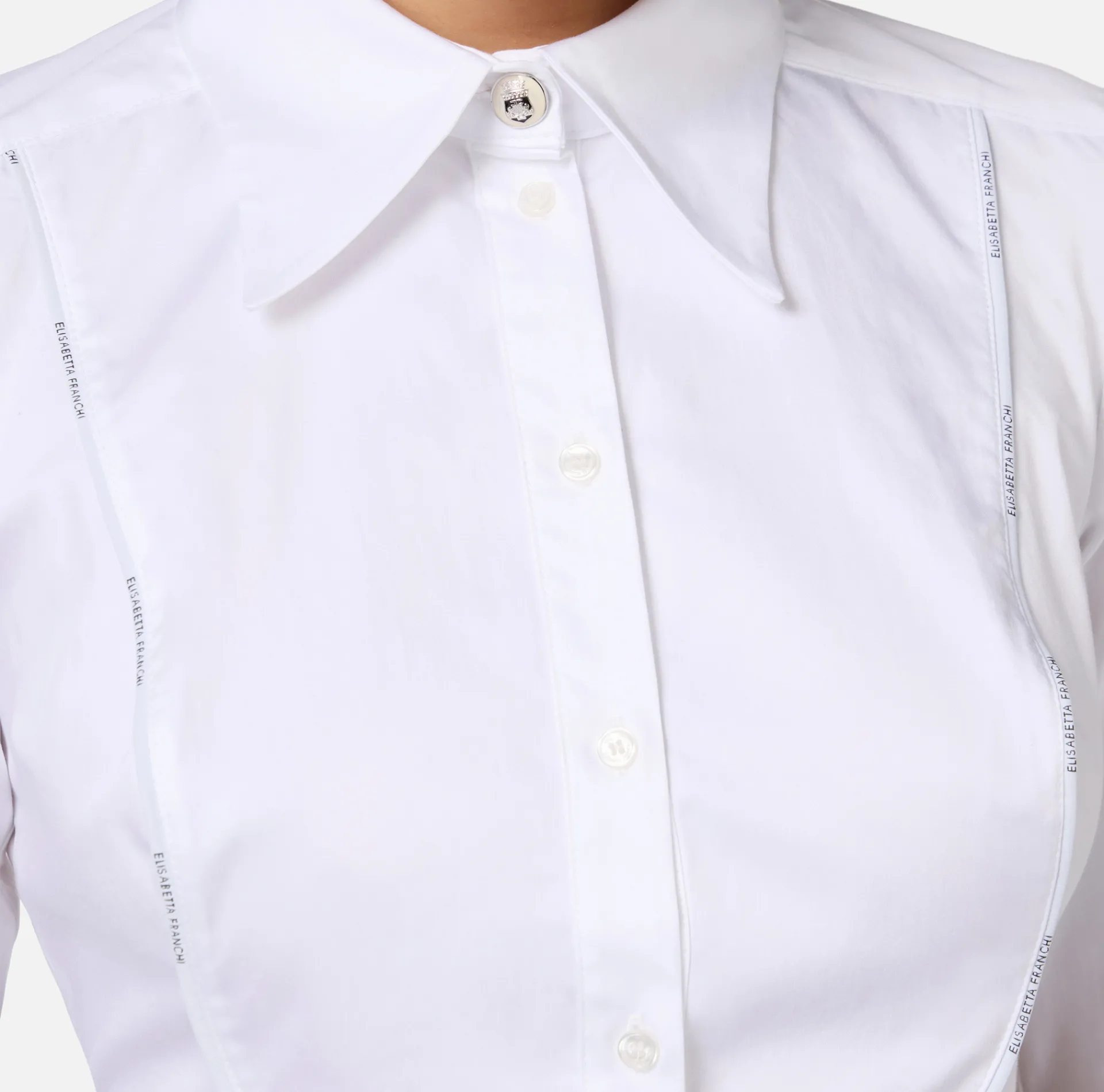 Elisabetta Franchi Shirts And Blouses|Cropped poplin shirt with bib and logoed elastic band White