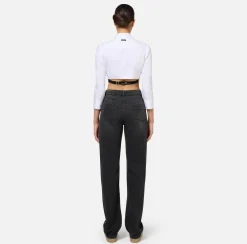 Elisabetta Franchi Shirts And Blouses|Cropped poplin shirt with bib and logoed elastic band White