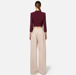 Elisabetta Franchi Jackets And Trench Coats|Cropped stretch crêpe jacket with zip RougeNoir