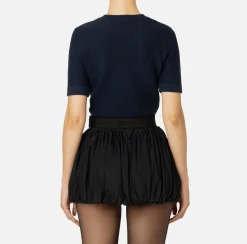 Elisabetta Franchi Knitwear And Sweatshirts|Cropped top in bouclé wool with embroidery Navy