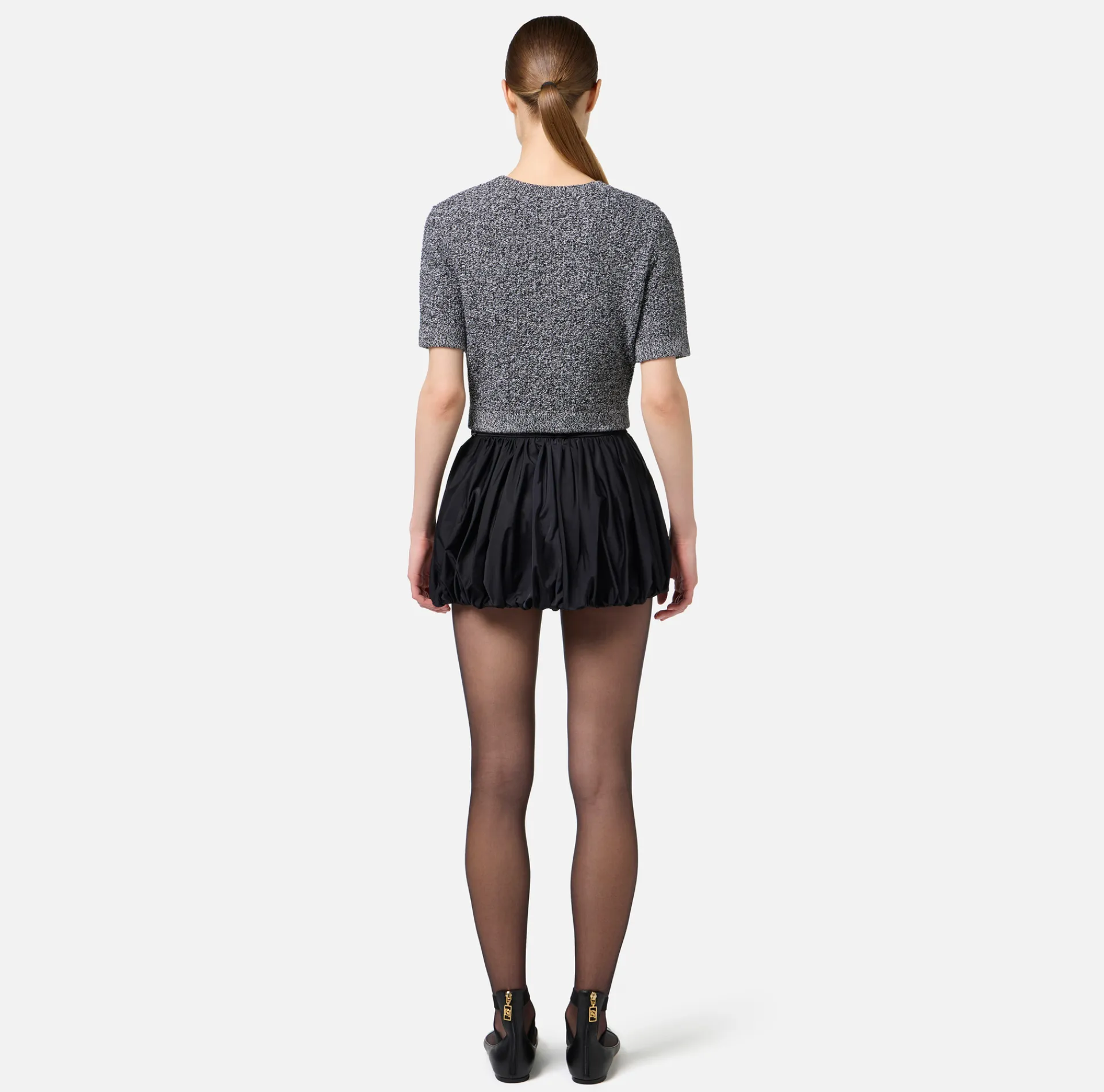 Elisabetta Franchi Knitwear And Sweatshirts|Cropped top in bouclé wool with embroidery