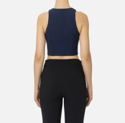 Elisabetta Franchi Top And T-Shirts|Cropped top in double layer crêpe with zip Navy