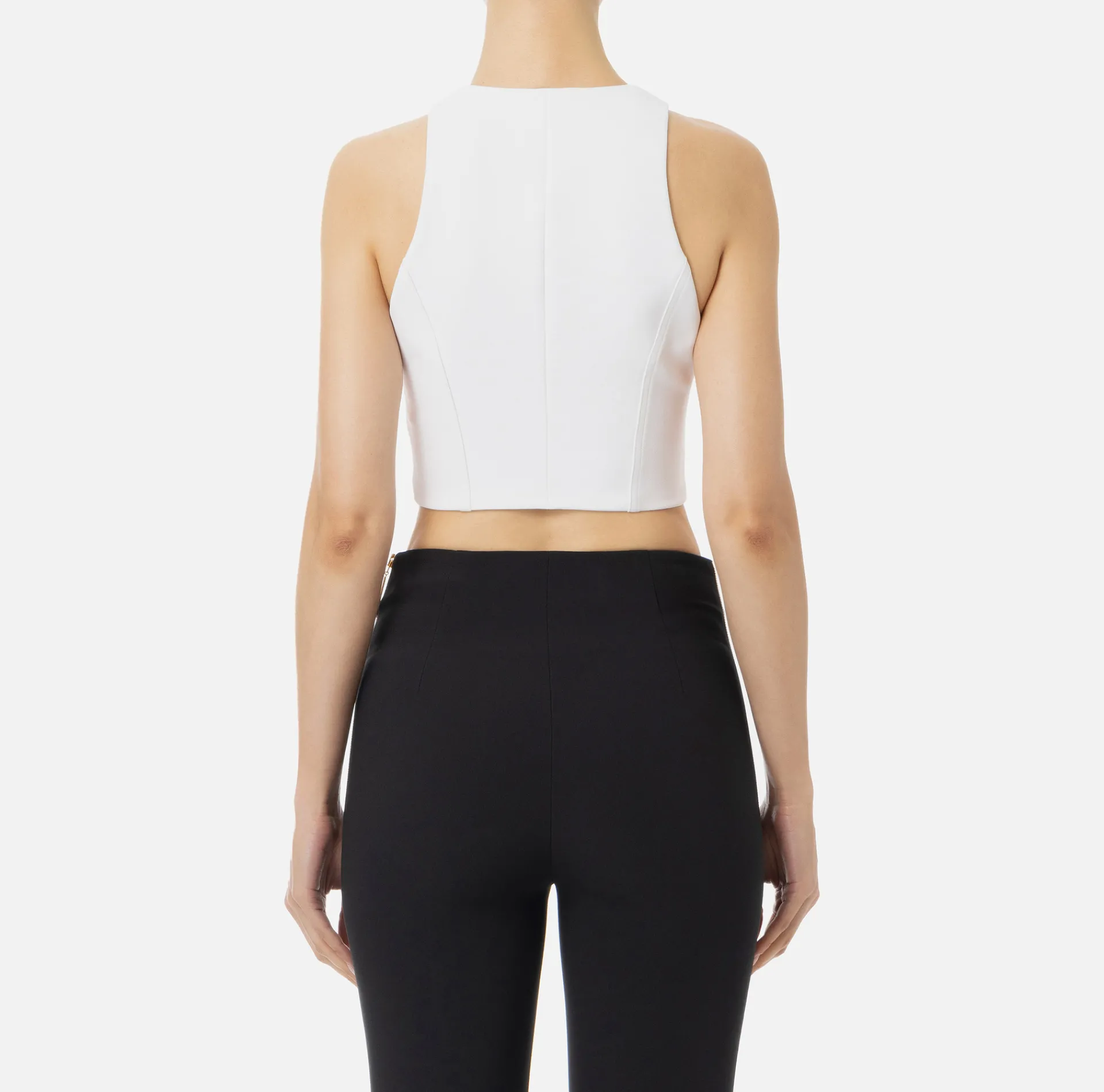 Elisabetta Franchi Top And T-Shirts|Cropped top in double layer crêpe with zip Ivory