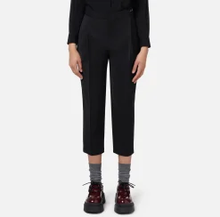 Elisabetta Franchi Trousers And Shorts|Cropped trousers in stretch cool wool with darts Black