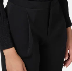 Elisabetta Franchi Trousers And Shorts|Cropped trousers in stretch cool wool with darts Black