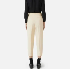 Elisabetta Franchi Trousers And Shorts|Cropped trousers in stretch cool wool with darts Cream