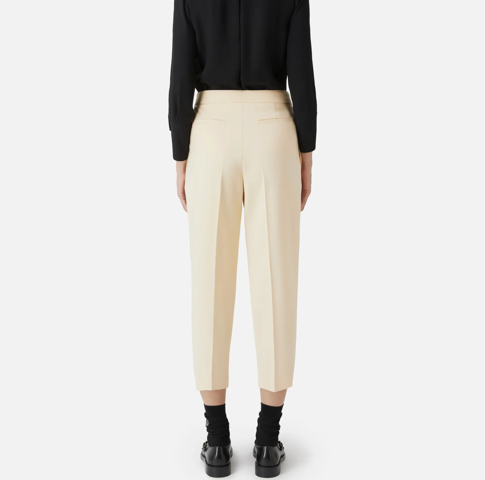 Elisabetta Franchi Trousers And Shorts|Cropped trousers in stretch cool wool with darts Cream