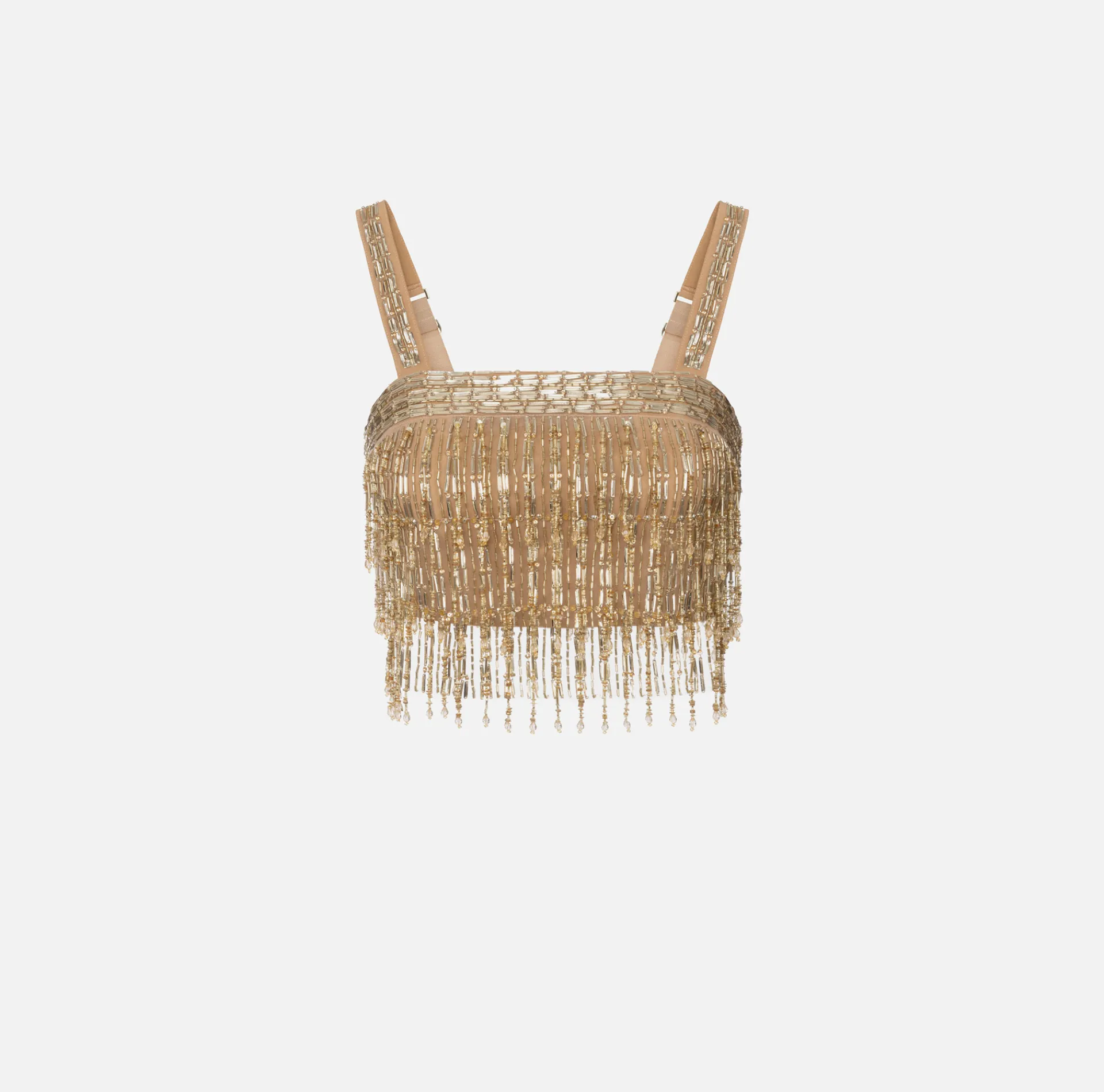 Elisabetta Franchi Top And T-Shirts|Crêpe bandeau top embroidered with sequins Gold