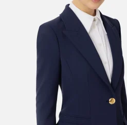 Elisabetta Franchi Jackets And Trench Coats|Crêpe blazer with peak lapels Navy