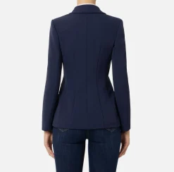 Elisabetta Franchi Jackets And Trench Coats|Crêpe blazer with peak lapels Navy