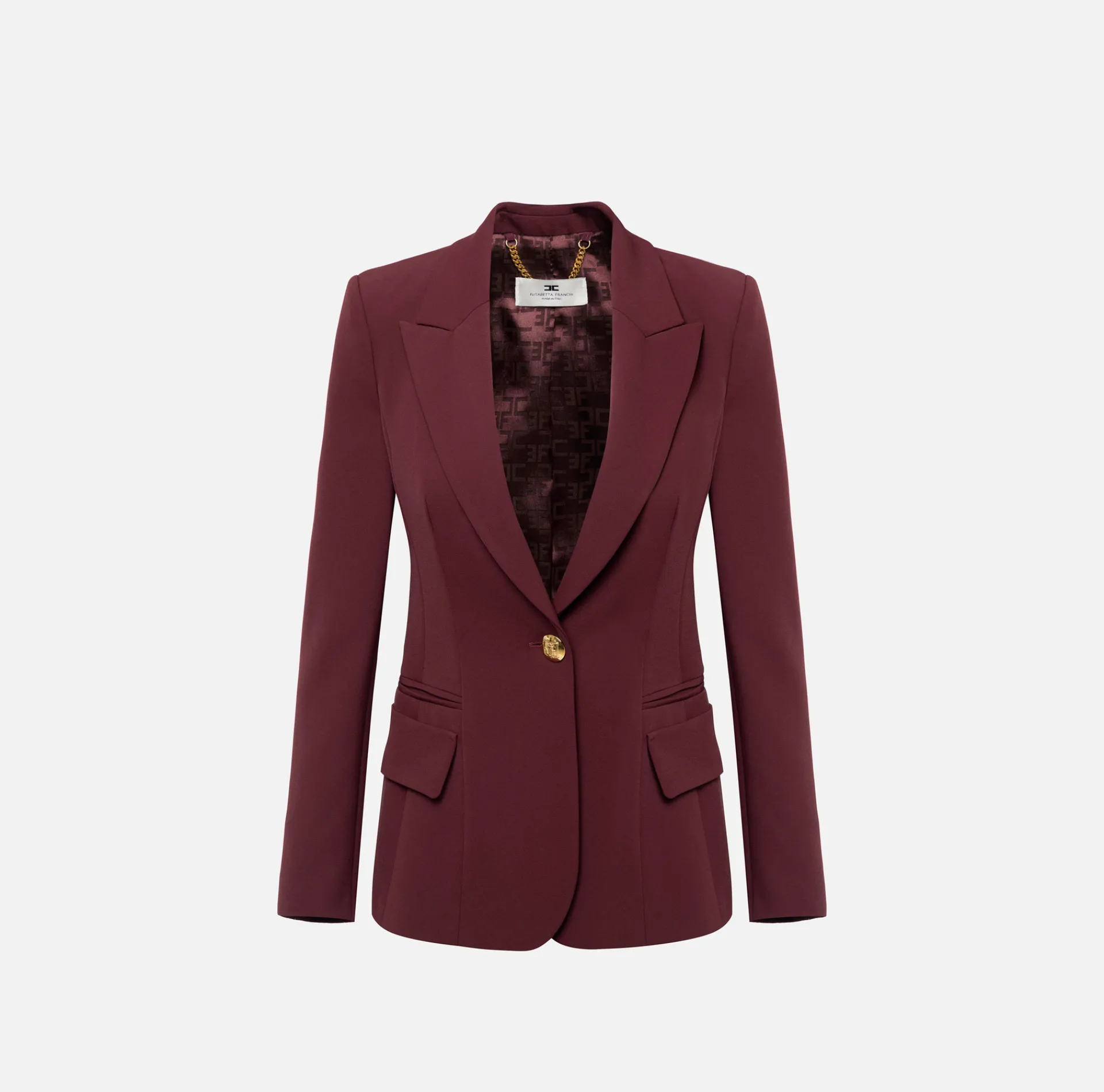 Elisabetta Franchi Jackets And Trench Coats|Crêpe blazer with peak lapels RougeNoir