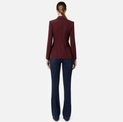 Elisabetta Franchi Jackets And Trench Coats|Crêpe blazer with peak lapels RougeNoir