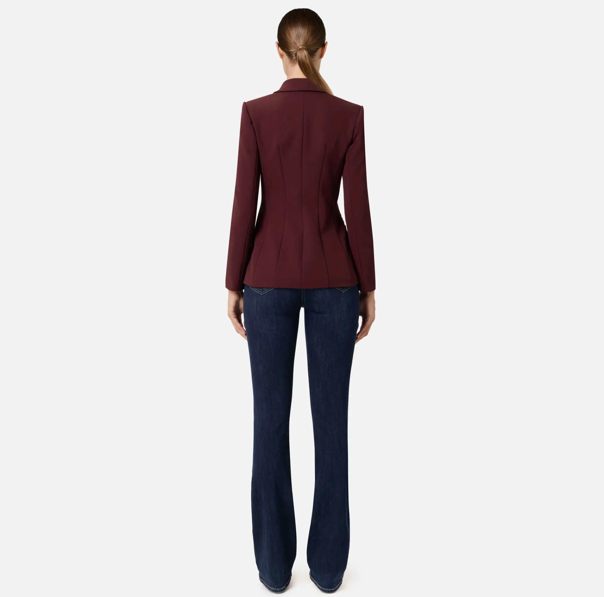 Elisabetta Franchi Jackets And Trench Coats|Crêpe blazer with peak lapels RougeNoir