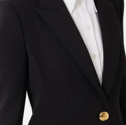 Elisabetta Franchi Jackets And Trench Coats|Crêpe blazer with peak lapels Black