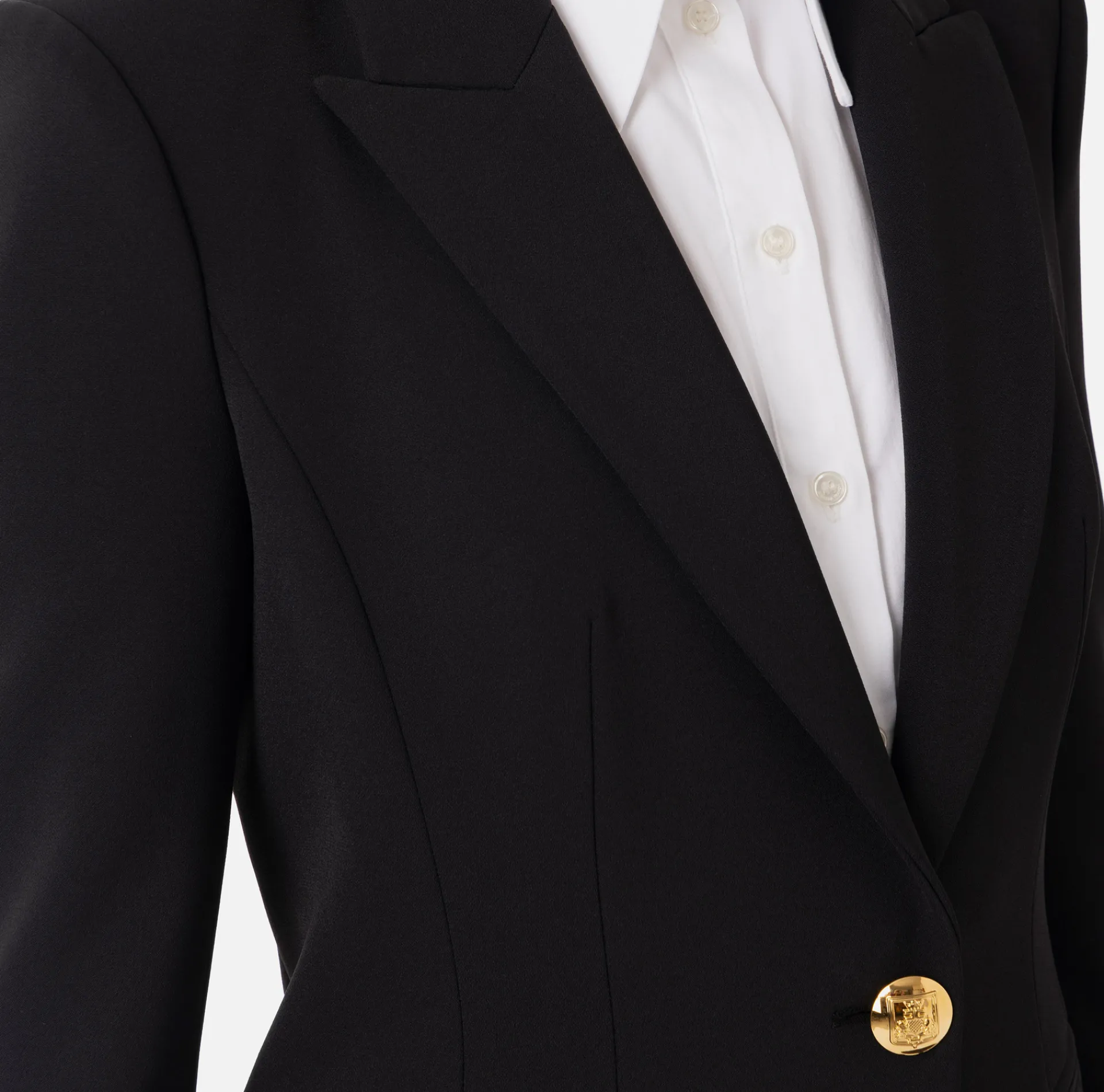 Elisabetta Franchi Jackets And Trench Coats|Crêpe blazer with peak lapels Black