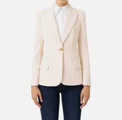 Elisabetta Franchi Jackets And Trench Coats|Crêpe blazer with peak lapels Butter