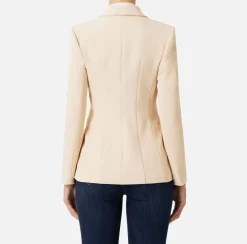 Elisabetta Franchi Jackets And Trench Coats|Crêpe blazer with peak lapels Cream