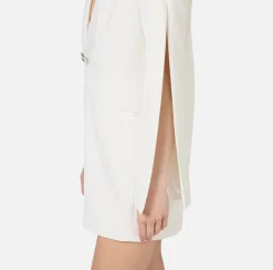 Elisabetta Franchi Mini Dresses|Dresses|Crêpe boxy dress with satin lapels Ivory