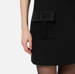 Elisabetta Franchi Mini Dresses|Dresses|Crêpe boxy mini-dress with pockets Black