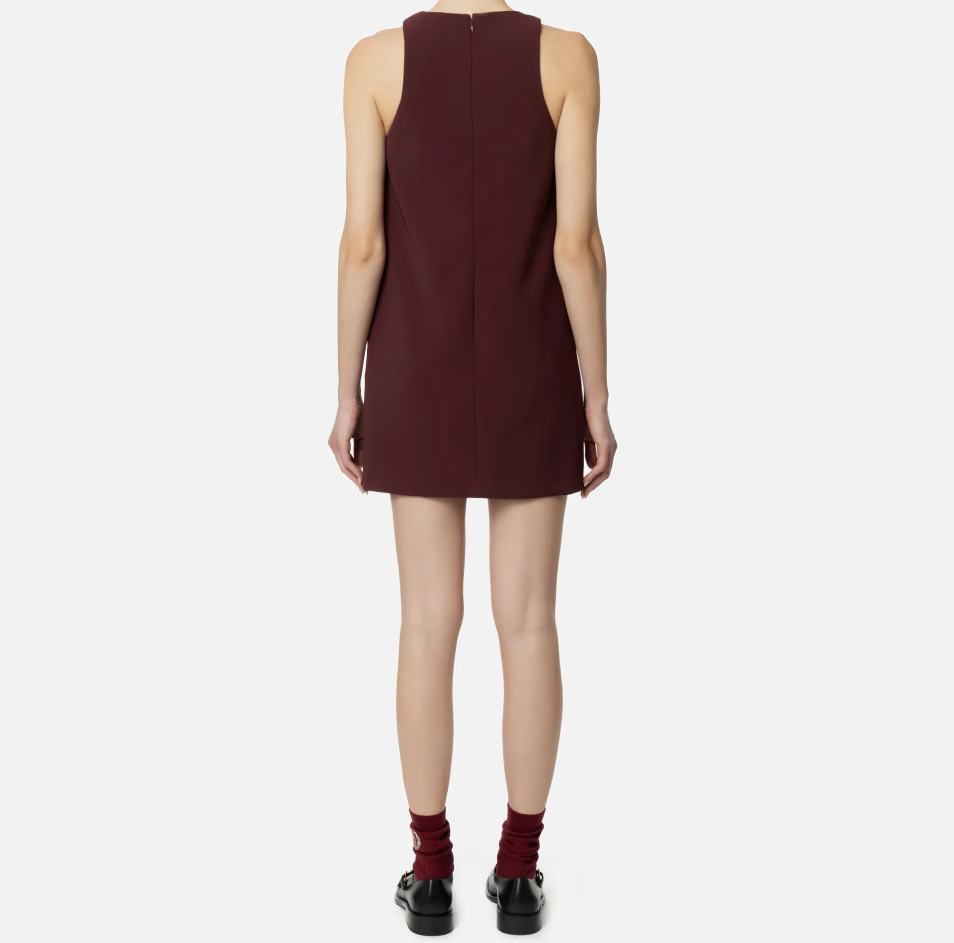 Elisabetta Franchi Mini Dresses|Dresses|Crêpe boxy mini-dress with necklace RougeNoir