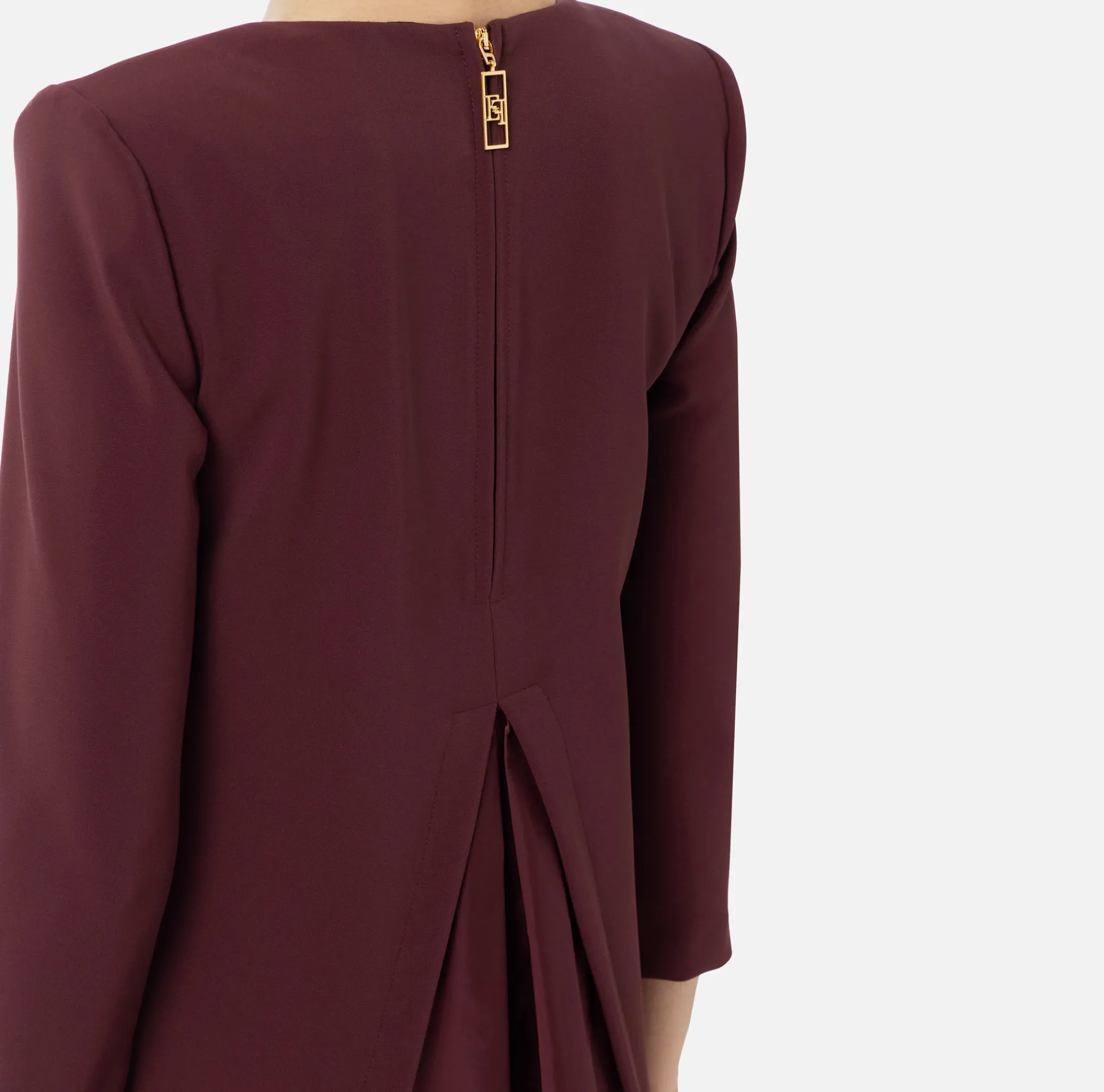 Elisabetta Franchi Mini Dresses|Dresses|Crêpe boxy mini-dress with voile insert RougeNoir