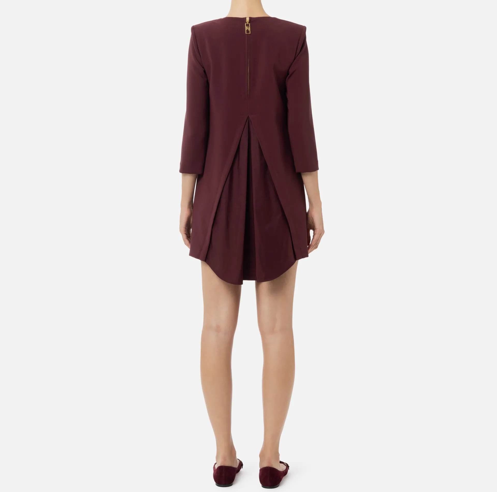 Elisabetta Franchi Mini Dresses|Dresses|Crêpe boxy mini-dress with voile insert RougeNoir