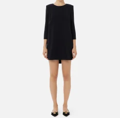 Elisabetta Franchi Mini Dresses|Dresses|Crêpe boxy mini-dress with voile insert Black