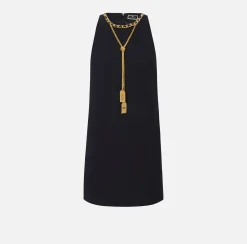 Elisabetta Franchi Mini Dresses|Dresses|Crêpe boxy mini-dress with necklace Black