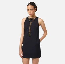 Elisabetta Franchi Mini Dresses|Dresses|Crêpe boxy mini-dress with necklace Black