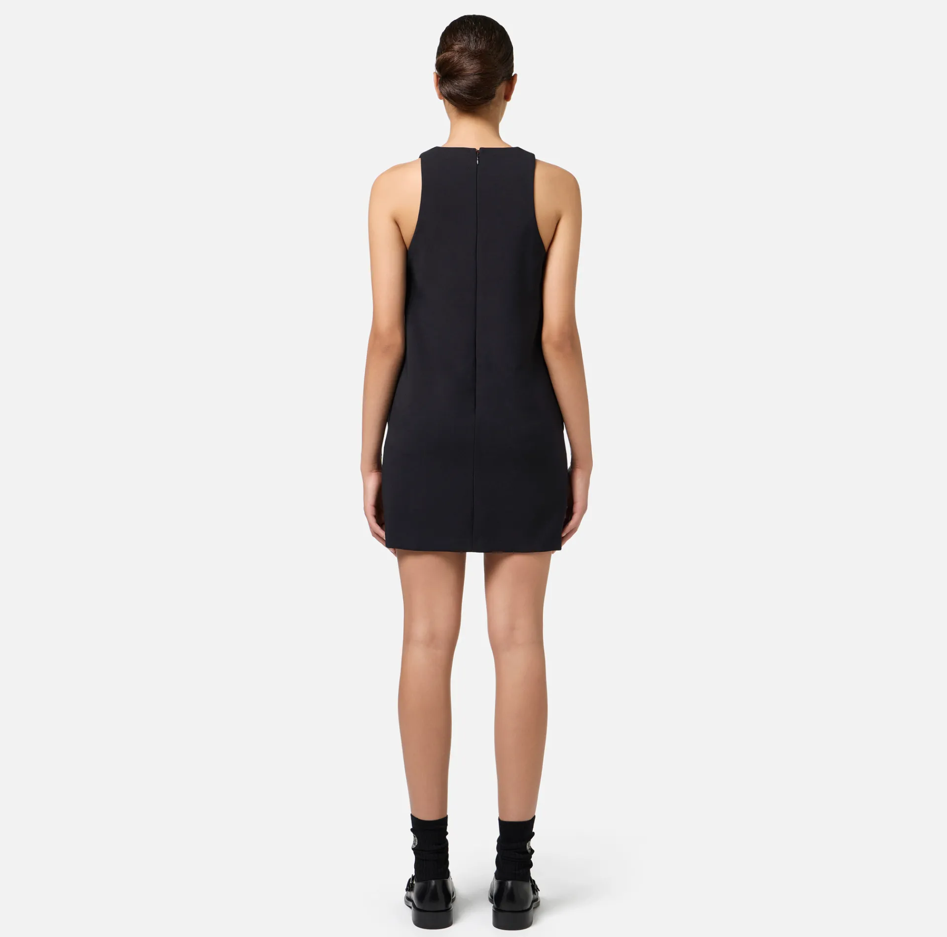 Elisabetta Franchi Mini Dresses|Dresses|Crêpe boxy mini-dress with necklace Black