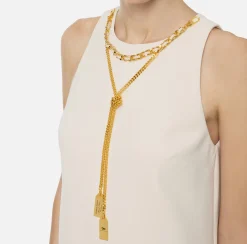 Elisabetta Franchi Mini Dresses|Dresses|Crêpe boxy mini-dress with necklace Butter