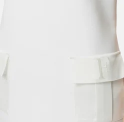 Elisabetta Franchi Mini Dresses|Dresses|Crêpe boxy mini-dress with pockets Ivory