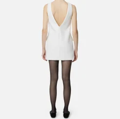 Elisabetta Franchi Mini Dresses|Dresses|Crêpe boxy mini-dress with pockets Ivory