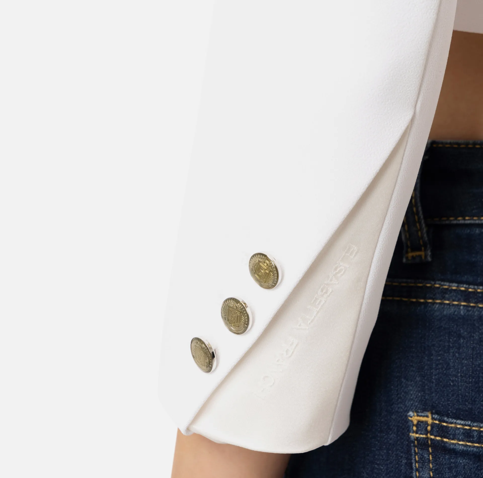 Elisabetta Franchi Jackets And Trench Coats|Crêpe cropped jacket with satin lapels Ivory