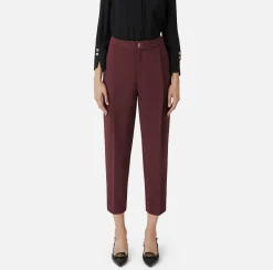 Elisabetta Franchi Trousers And Shorts|Crêpe cropped trousers with darts RougeNoir