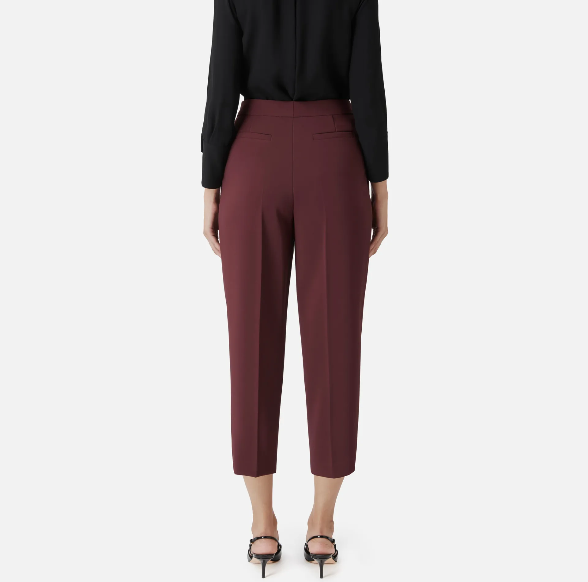 Elisabetta Franchi Trousers And Shorts|Crêpe cropped trousers with darts RougeNoir