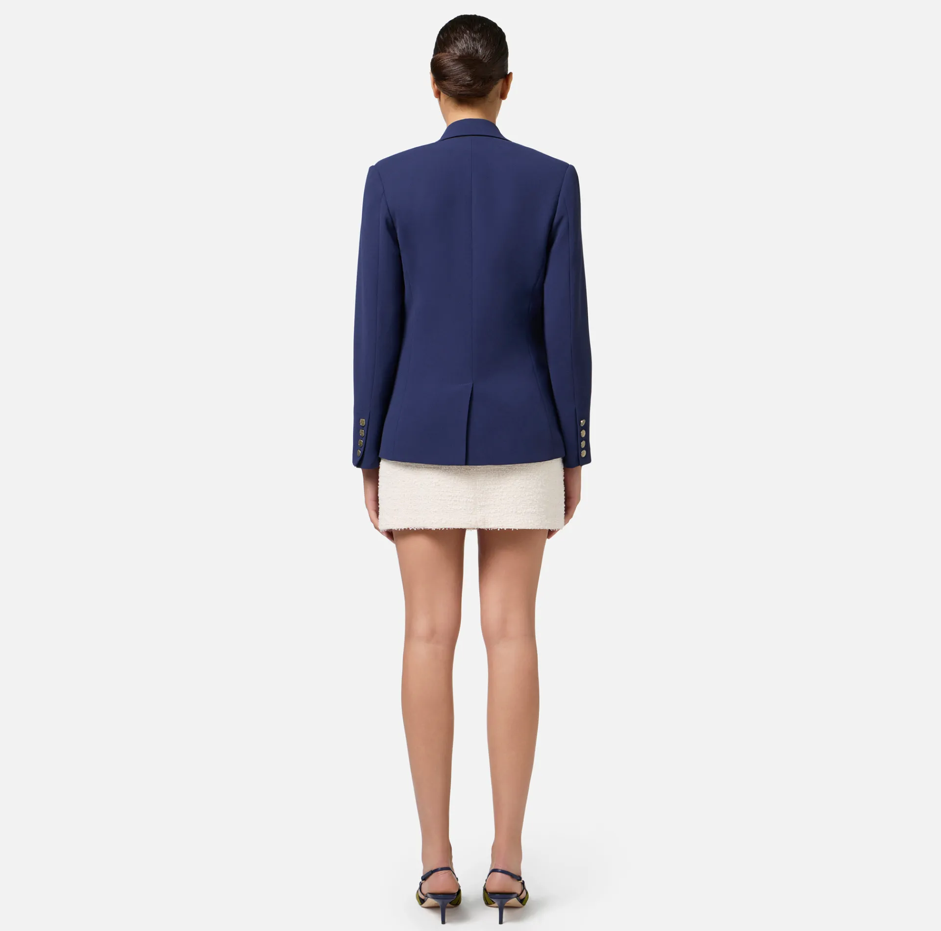Elisabetta Franchi Jackets And Trench Coats|Crêpe jacket with patch Navy