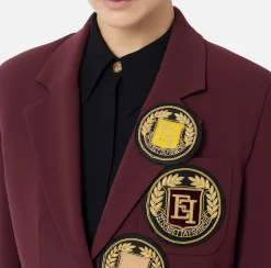 Elisabetta Franchi Jackets And Trench Coats|Crêpe jacket with patch RougeNoir