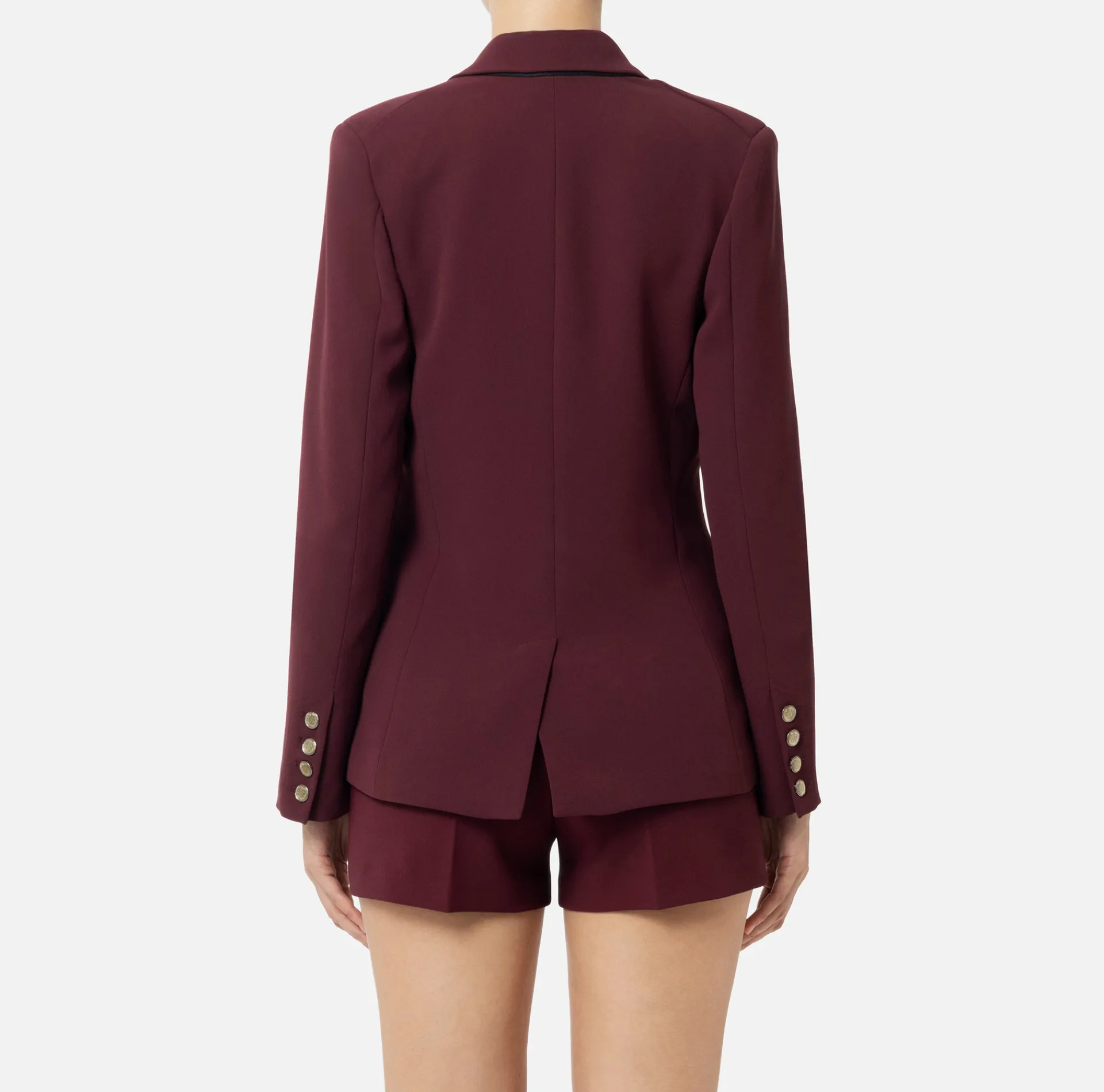 Elisabetta Franchi Jackets And Trench Coats|Crêpe jacket with patch RougeNoir