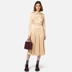 Elisabetta Franchi Midi Dresses|Dresses|Crêpe shirt-dress with pockets Cream