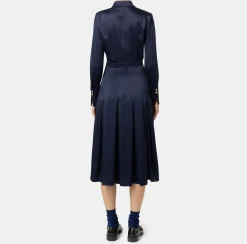 Elisabetta Franchi Midi Dresses|Dresses|Crêpe shirt-dress with pockets Navy