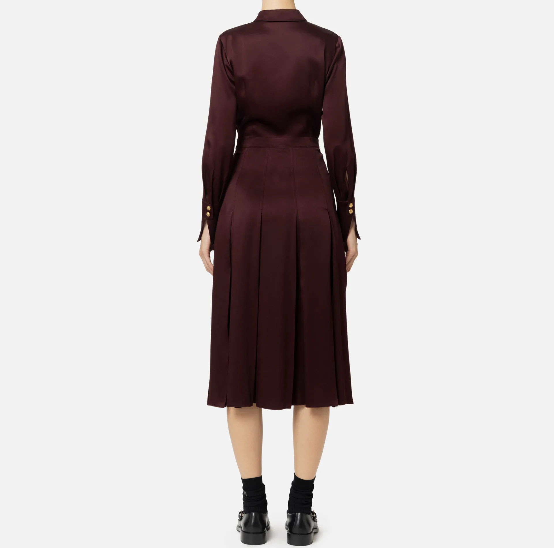 Elisabetta Franchi Midi Dresses|Dresses|Crêpe shirt-dress with pockets RougeNoir