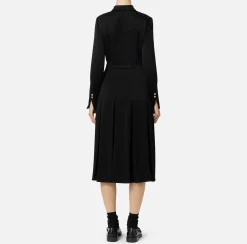 Elisabetta Franchi Midi Dresses|Dresses|Crêpe shirt-dress with pockets Black