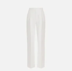 Elisabetta Franchi Trousers And Shorts|Crêpe trousers with darts Ivory