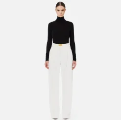 Elisabetta Franchi Trousers And Shorts|Crêpe trousers with darts Ivory