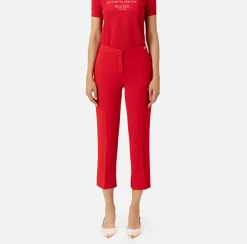 Elisabetta Franchi Trousers And Shorts|Crêpe trousers with slits RedPassion